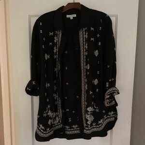 Banana Republic oversized embroidered tencel linen shirt